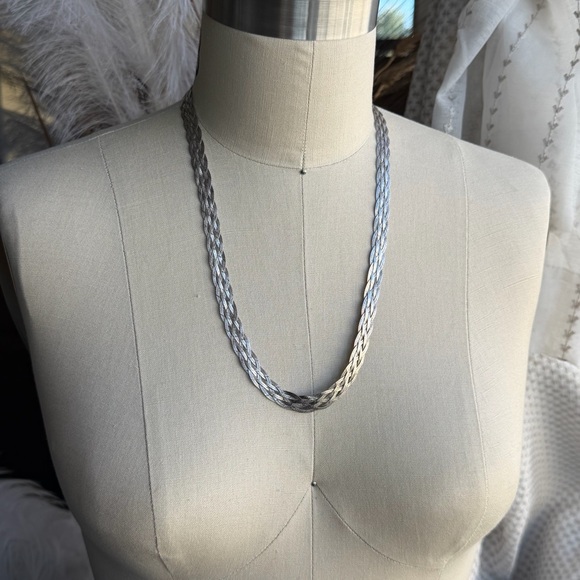 ISC ITALY 925 |Vintage| Sterling Silver Lightweight Braided Herringbone Necklace - Picture 14 of 14